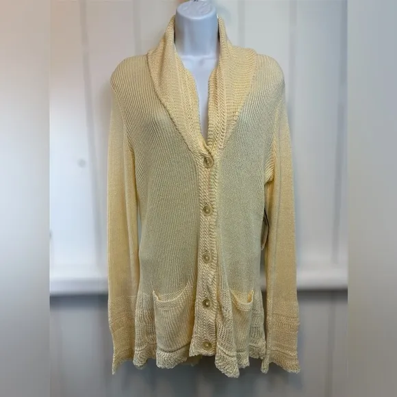 NWT Lauren Ralph Lauren Morton Cardigan Sweater Linen Women’s Large
